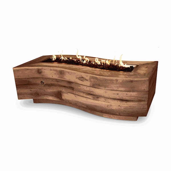 The Outdoor Plus 60 Rectangular Big Sur Fire Pit, Wood Grain GFRC Concrete, Play Electronic Ignition, Liquid Propane OPT-BGSR60EKIT-OAK-LP - main